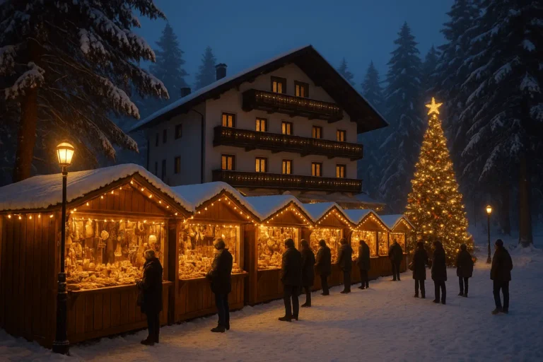 Stand con prodotti tipici calabresi ai mercatini di Natale in Sila a Villaggio Mancuso
